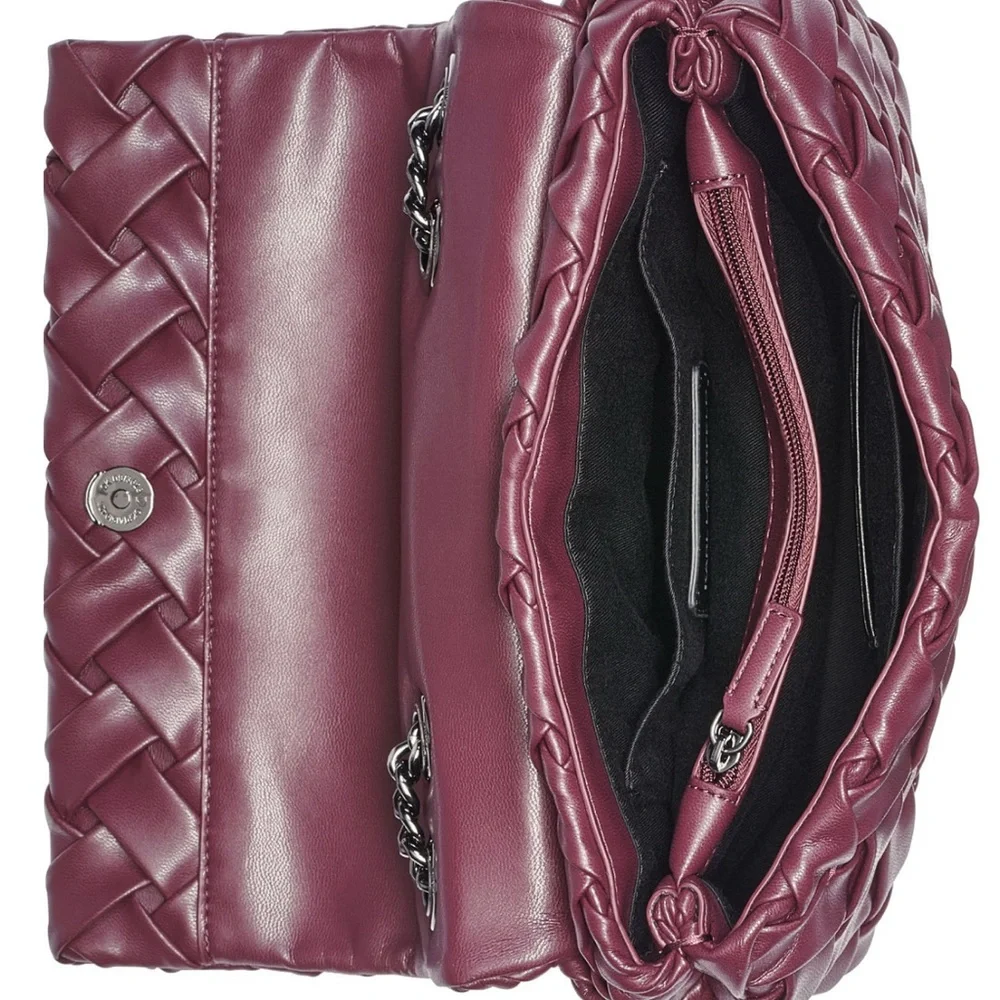 Karl Lagerfeld Burgundy Woven Chain Shoulder Bag - Picture 2 of 4